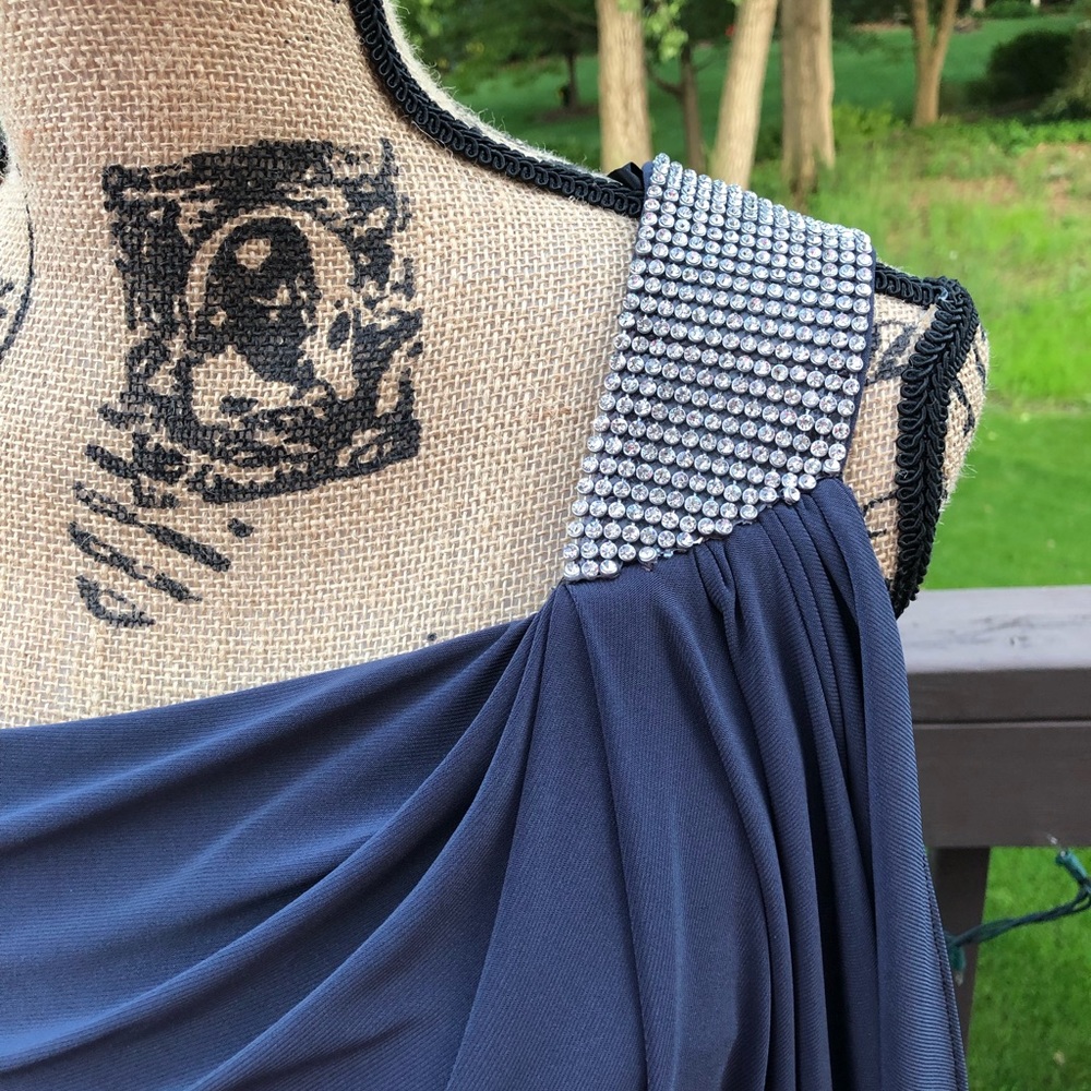 Cache One Shoulder Gray Dress with Rhinestones - Picture 3 of 8
